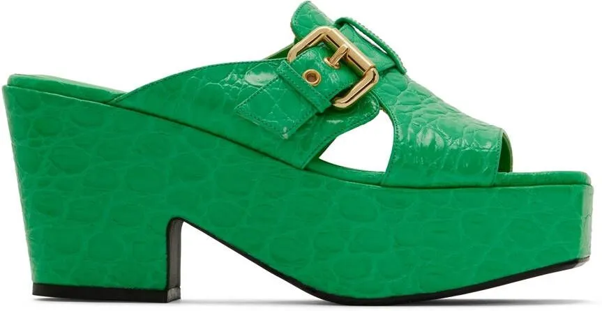 BY FAR Green Lenka Heeled Sandals