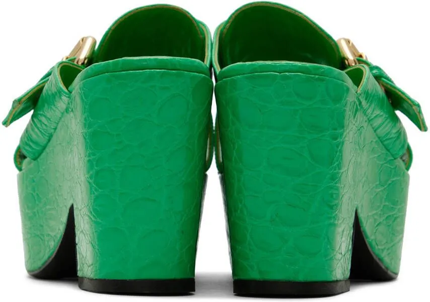 BY FAR Green Lenka Heeled Sandals