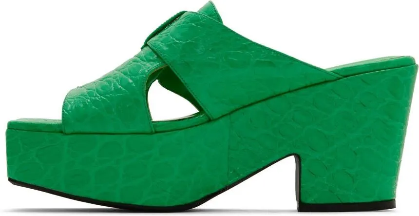 BY FAR Green Lenka Heeled Sandals