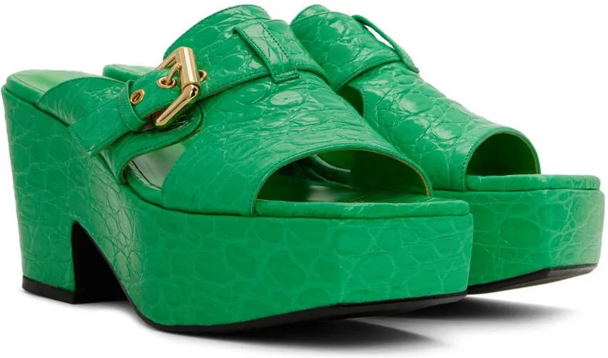 BY FAR Green Lenka Heeled Sandals