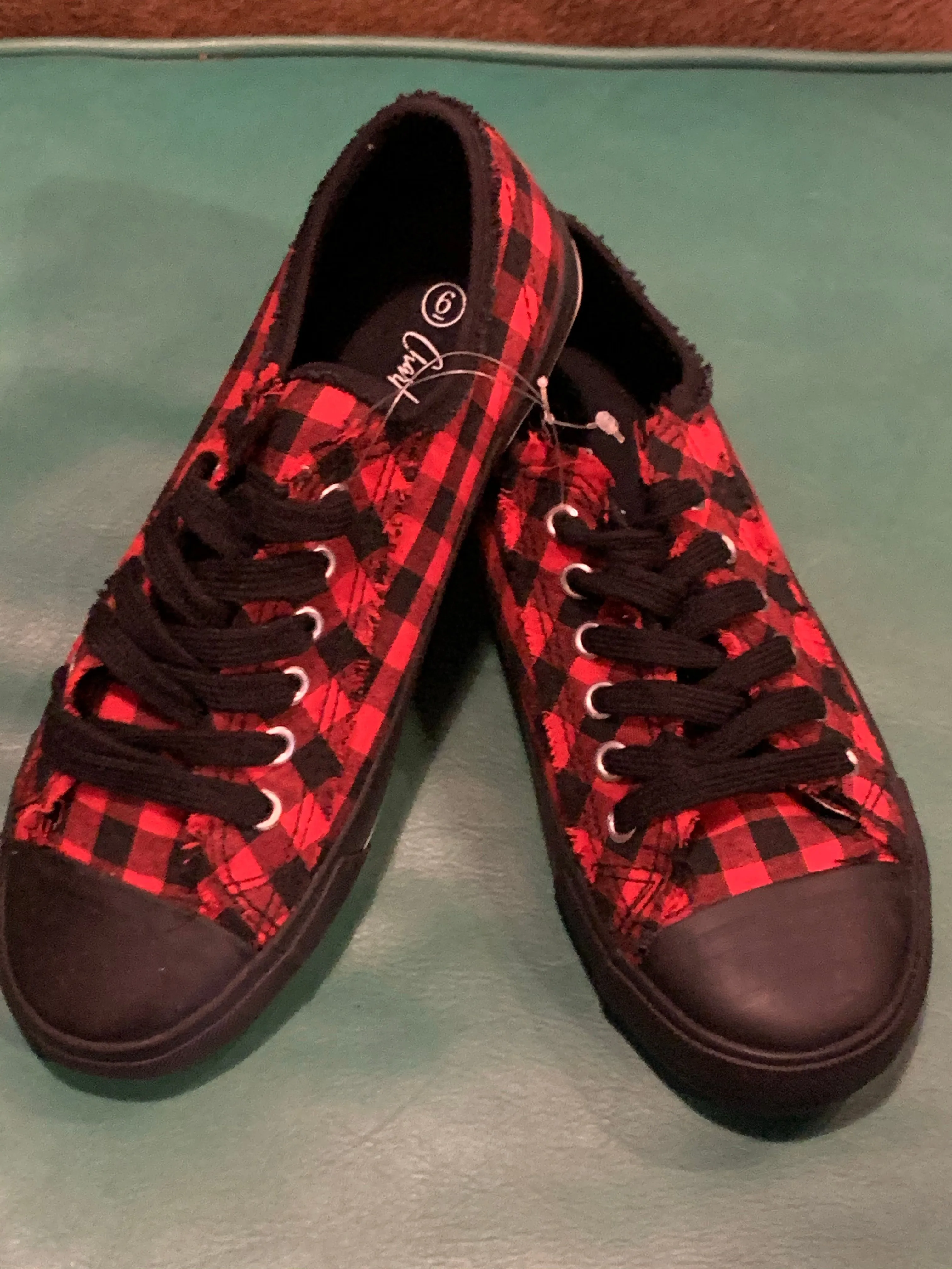 Charlie Paige Red Plaid Tennis Shoe