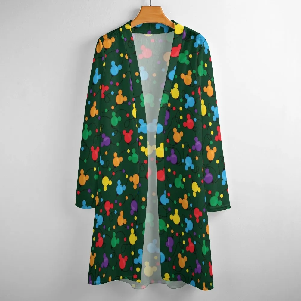 Christmas Lights Women's Mid-Length Cardigan