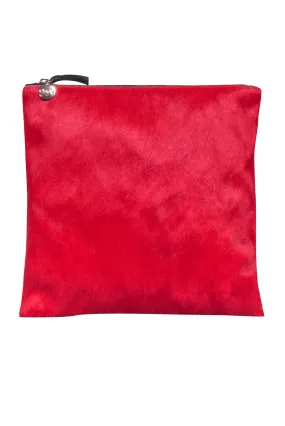 Clare V. - Red Calf Hair Zipper Clutch