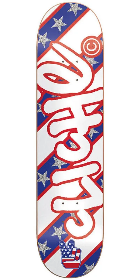 Cliche Handwritten Glitter Skateboard Deck - White - 7.5