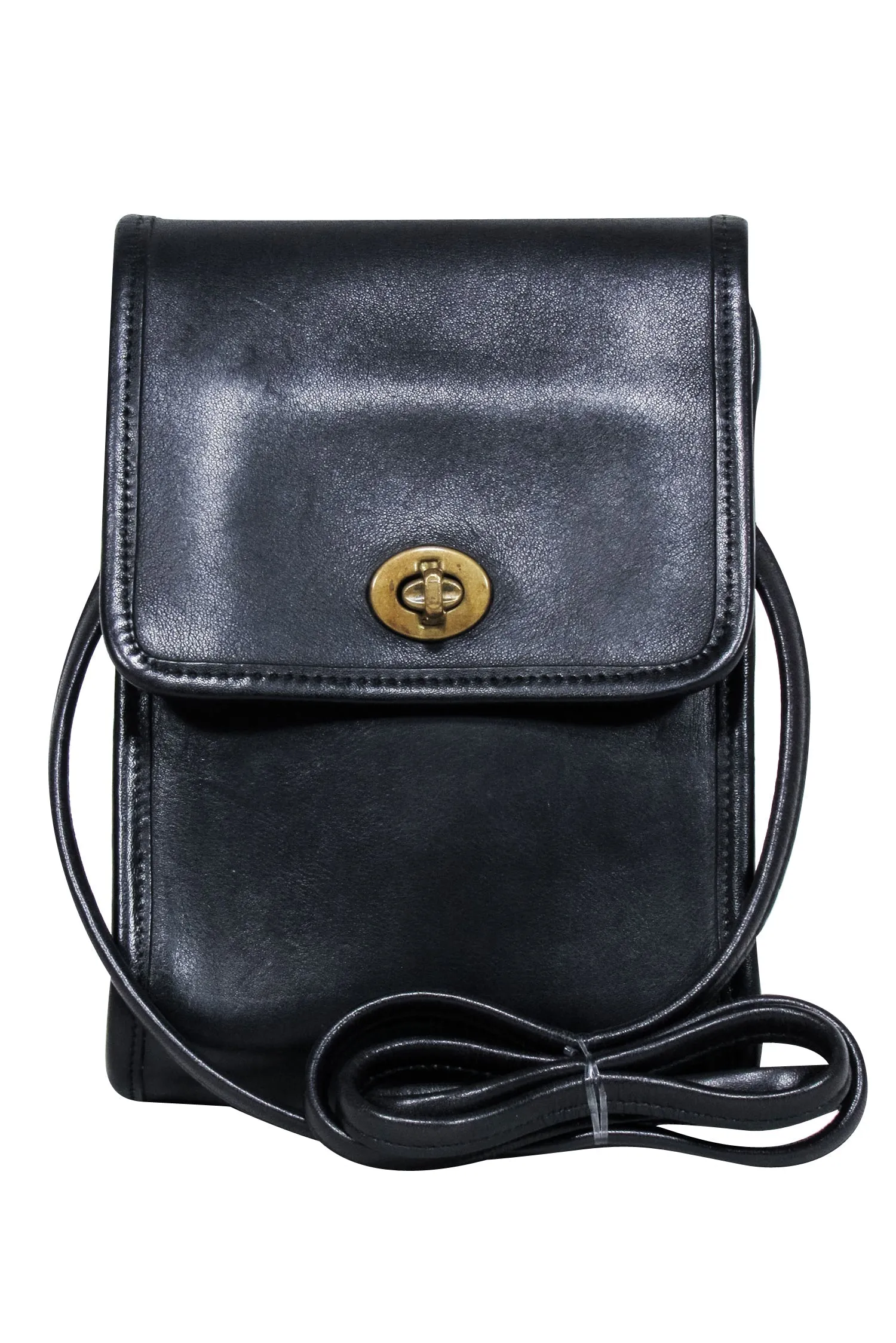 Coach - Black Leather Vintage Mini Turnlock Crossbody Bag