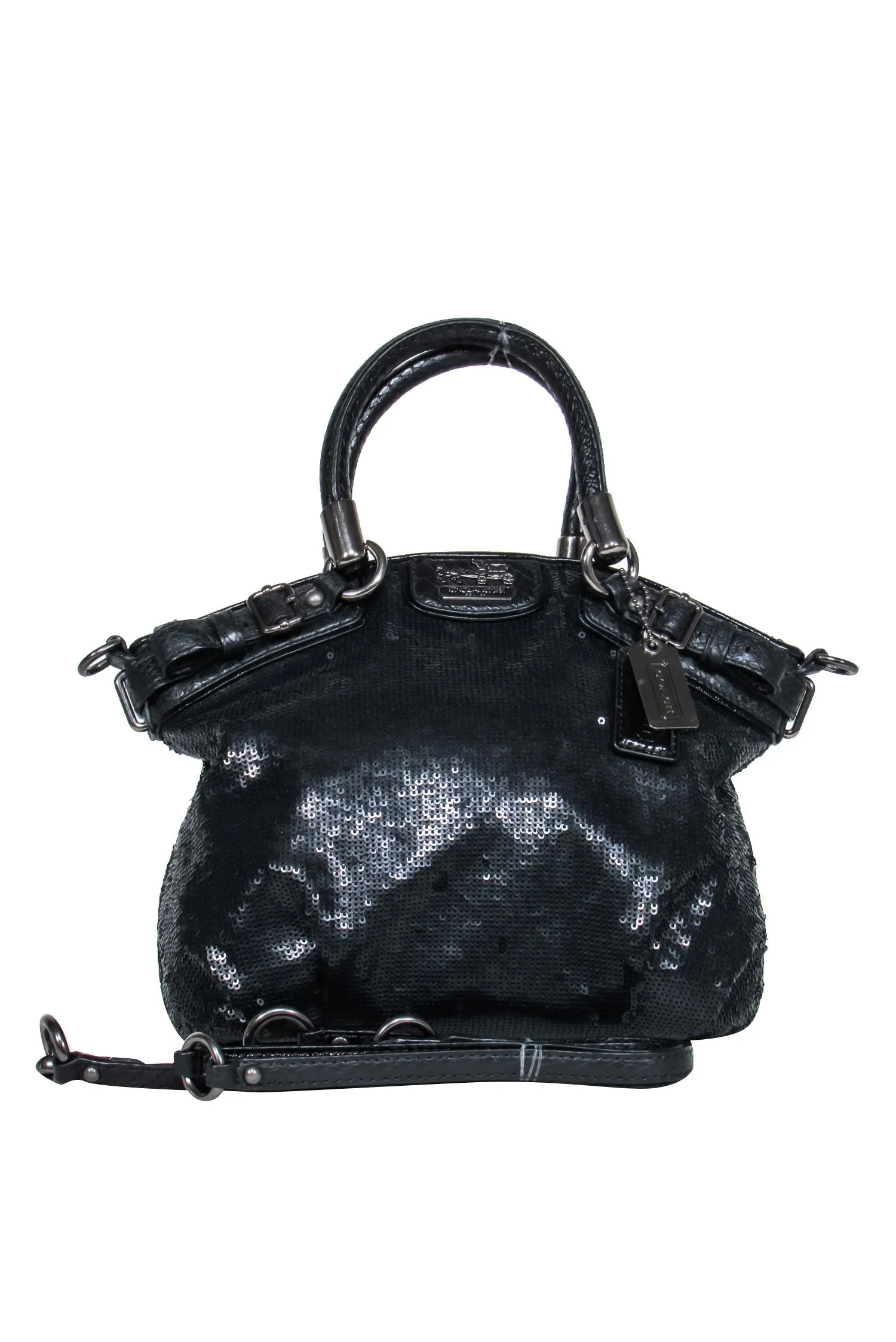 Coach - Black Sequin Leather Trim Crossbody Bag