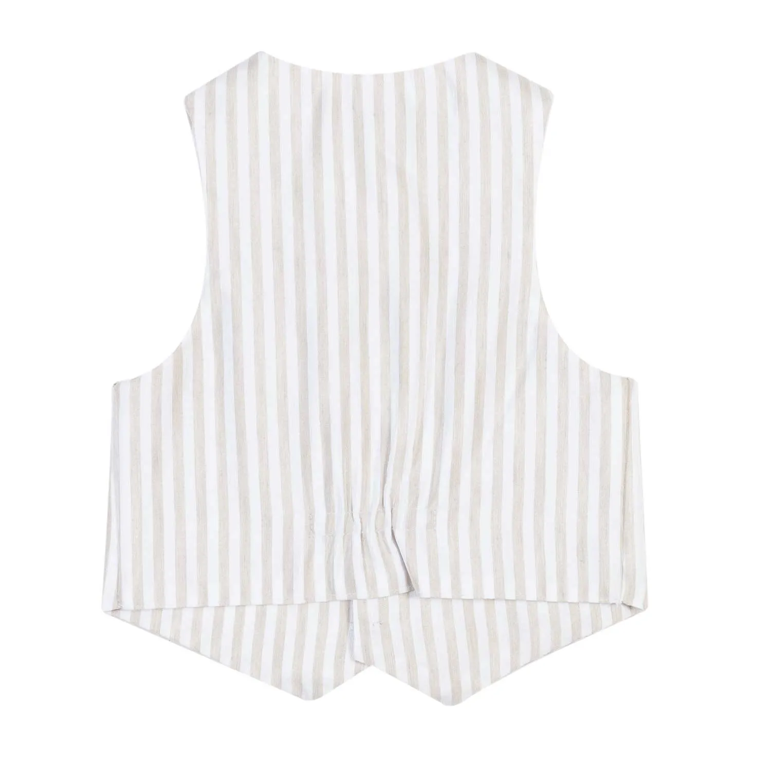 Colibri Beige And White Satin Striped Vest For Babies