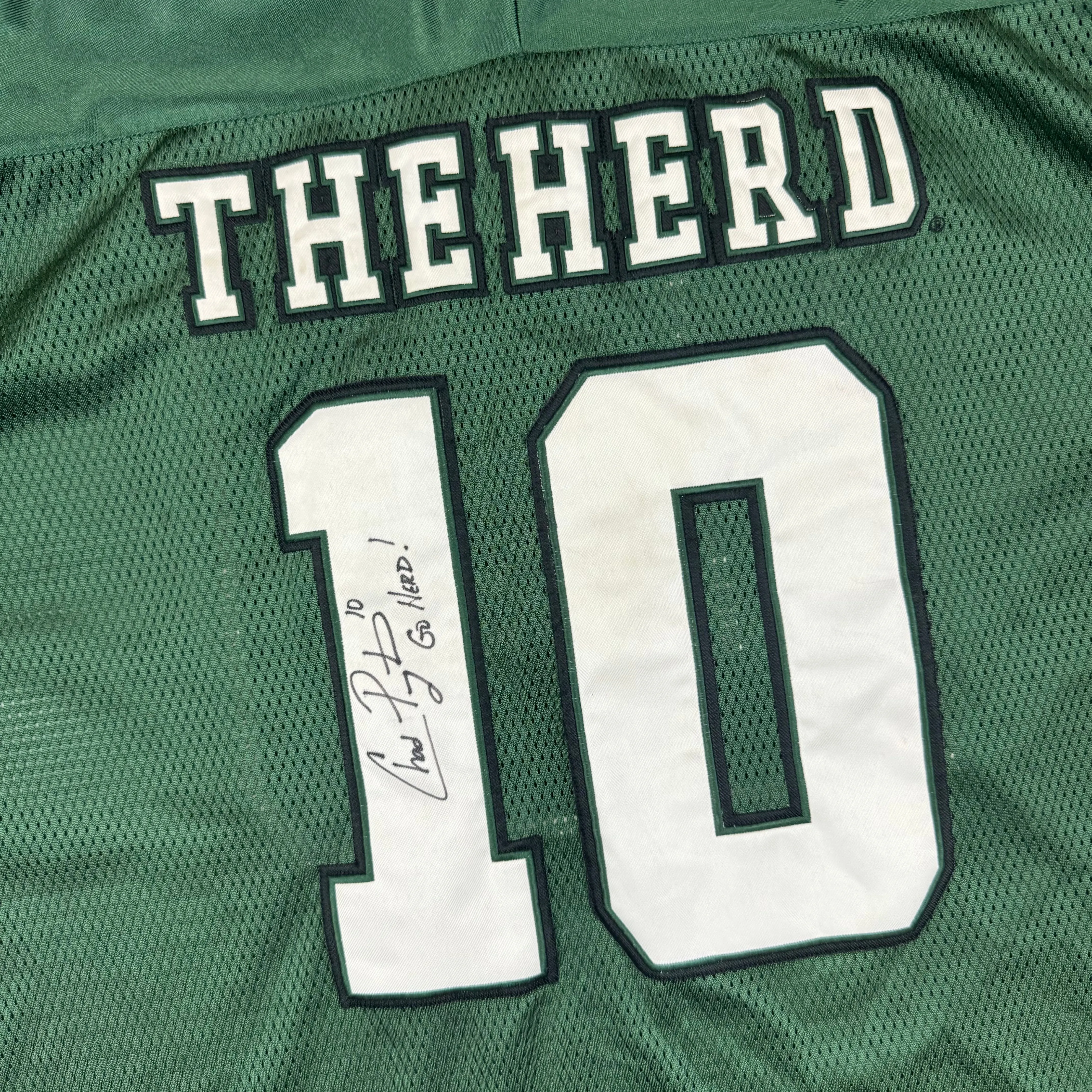 Colosseum Athletics Marshall University #10 Signed Football Jersey Green