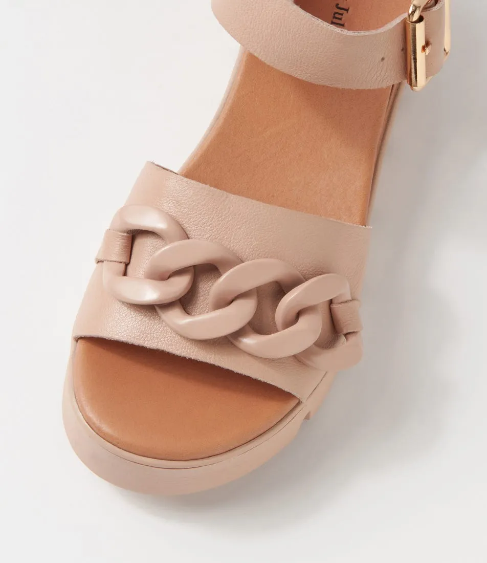 DJANGO & JULIETTE Racassy Cafe Brush Leather Sandals