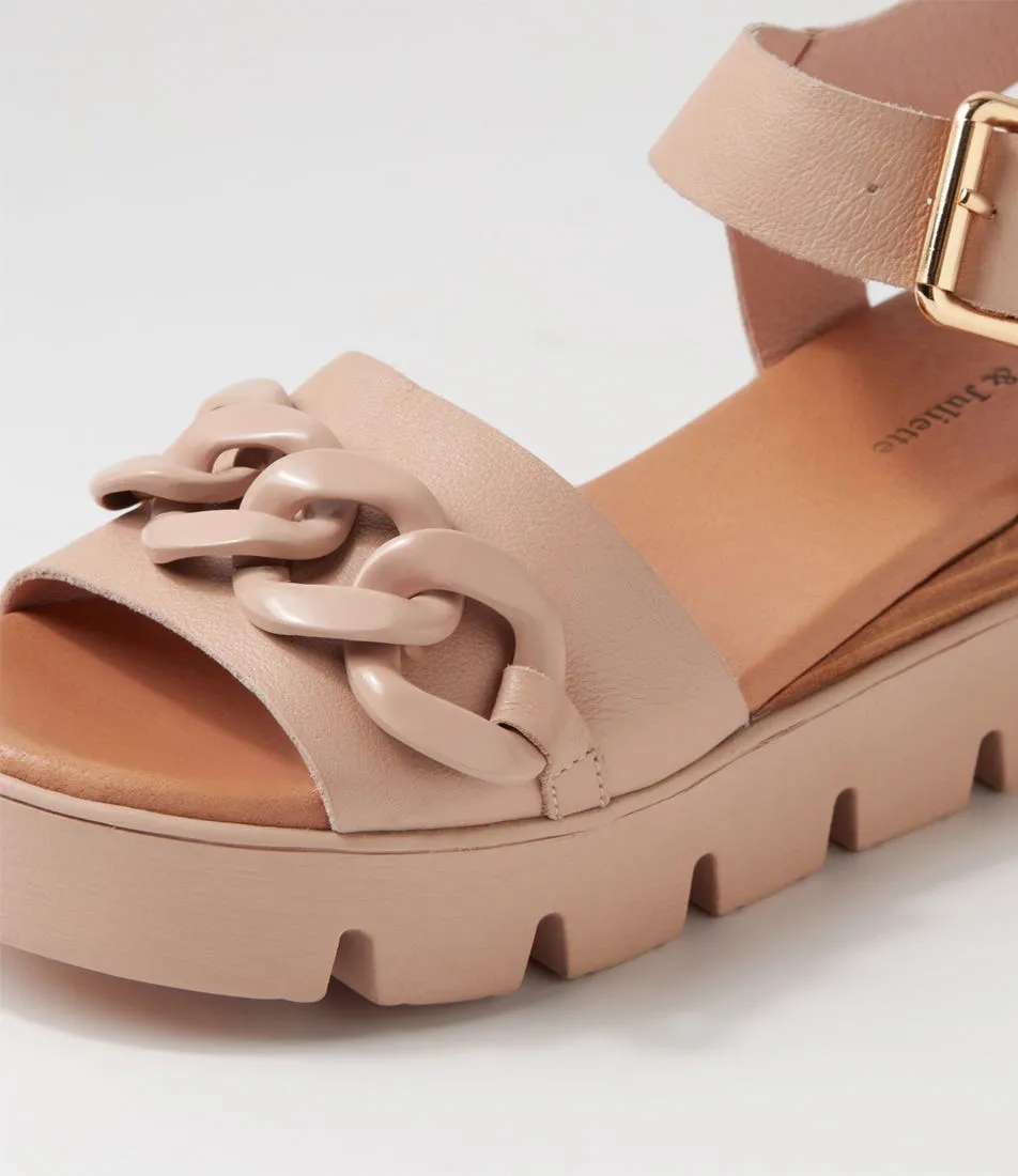 DJANGO & JULIETTE Racassy Cafe Brush Leather Sandals