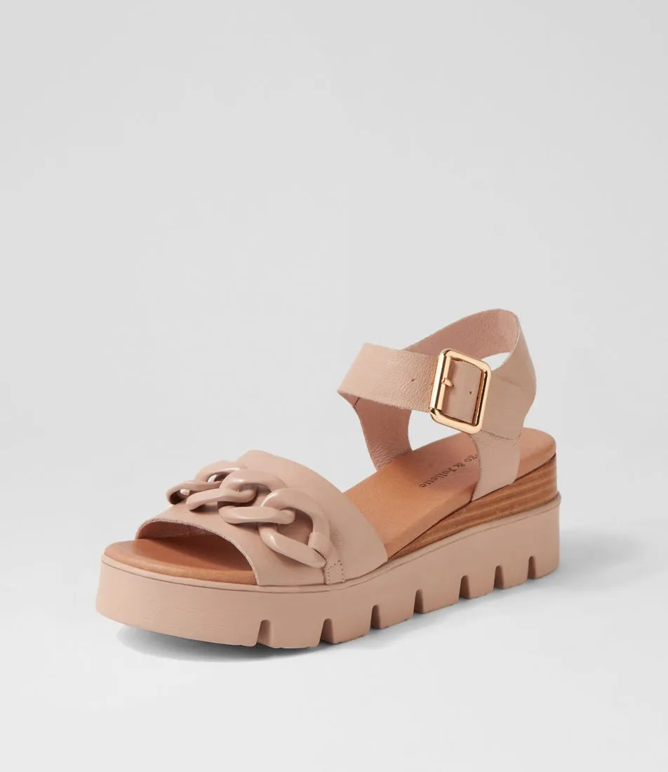 DJANGO & JULIETTE Racassy Cafe Brush Leather Sandals