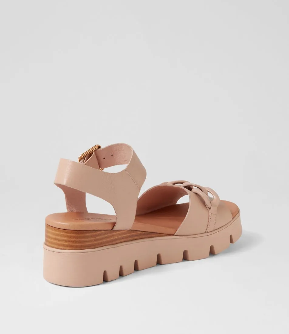 DJANGO & JULIETTE Racassy Cafe Brush Leather Sandals