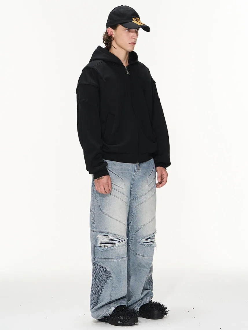 Double-Zip Hoodie Oversize Casual