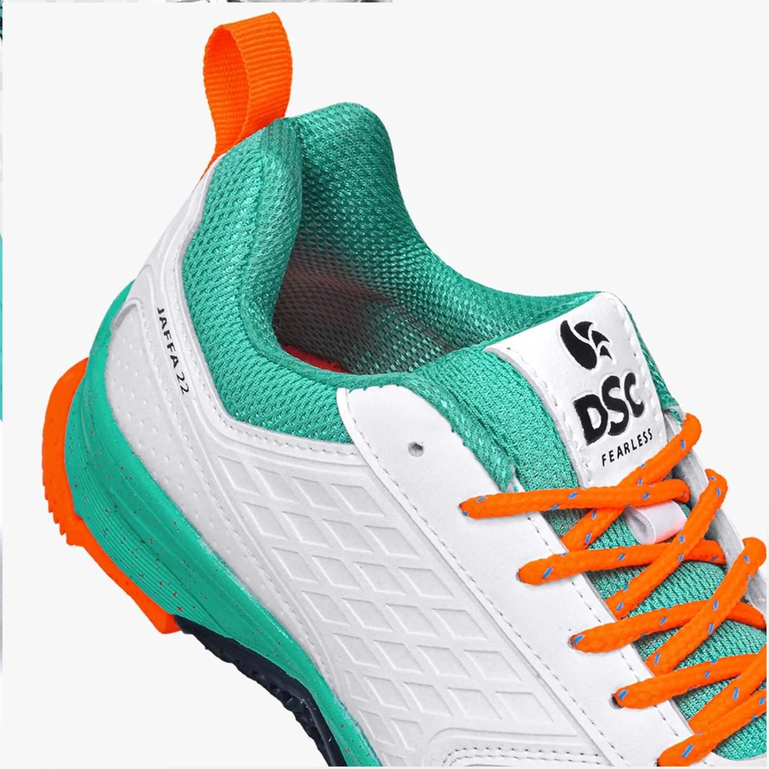 DSC Jaffa 22 Cricket Spike Shoes (Sea Green / Fluro Orange)