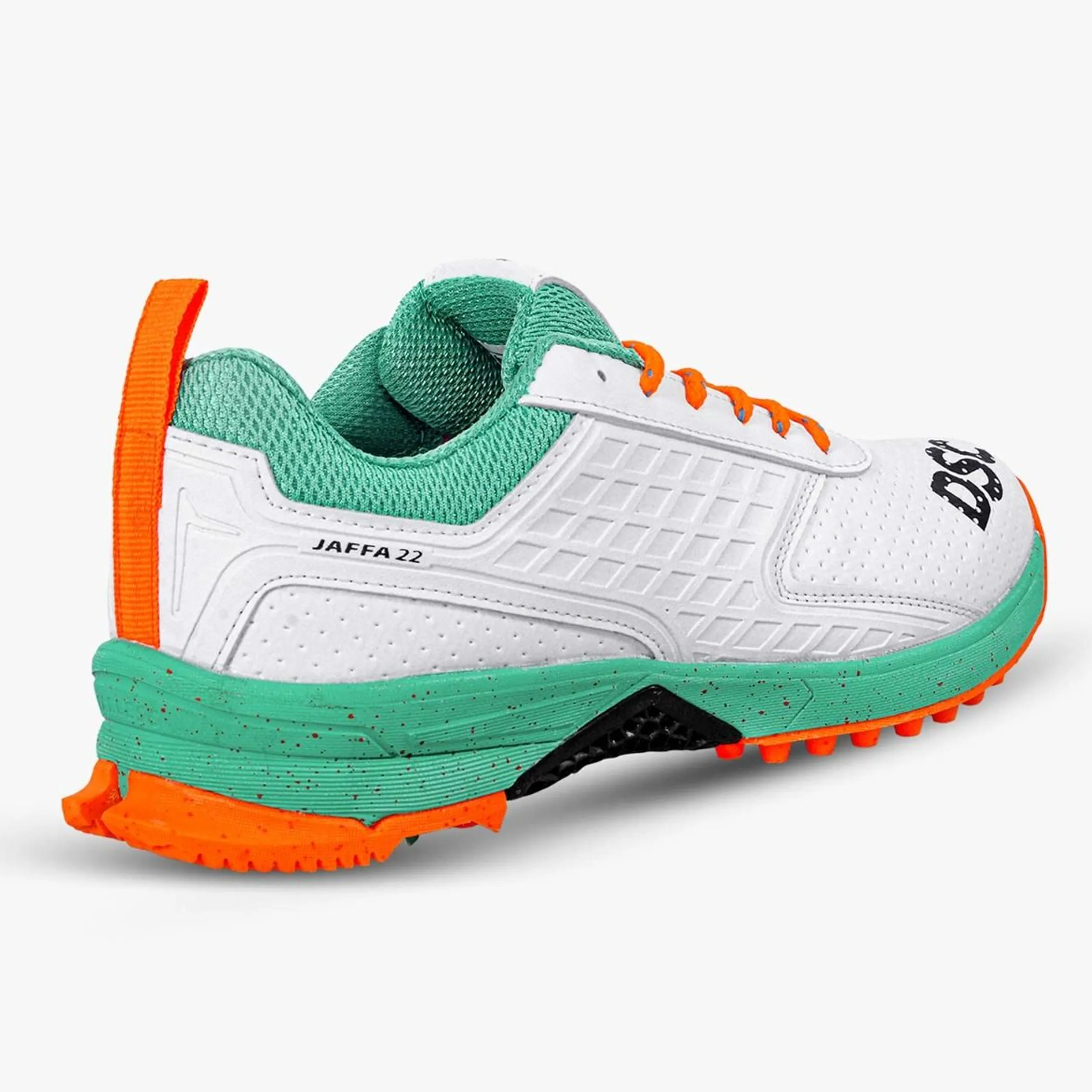 DSC Jaffa 22 Cricket Spike Shoes (Sea Green / Fluro Orange)