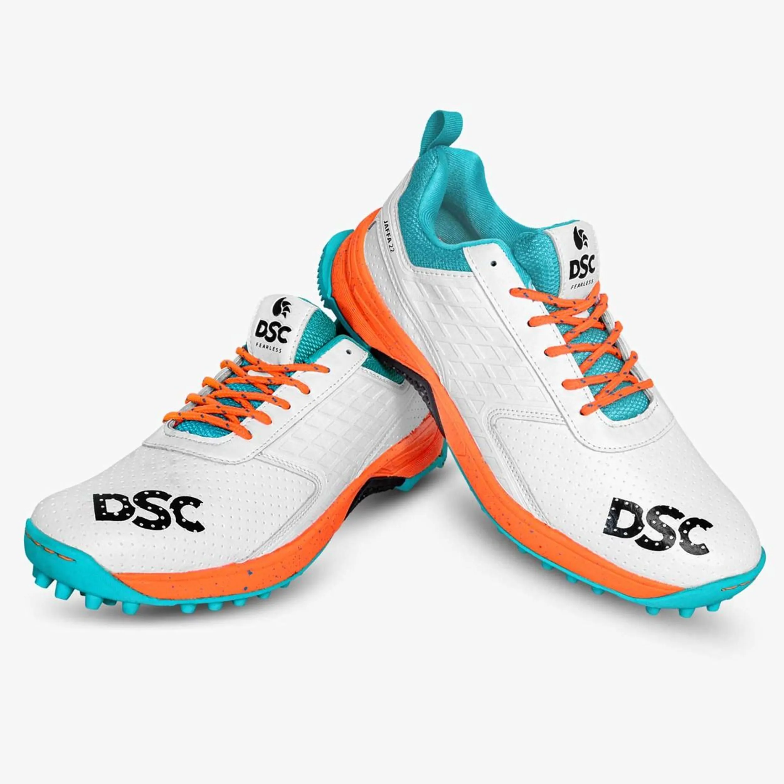 DSC Jaffa 22 Cricket Spike Shoes (White / Orange)