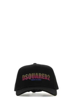 Dsquared Black Gabardine Baseball Cap