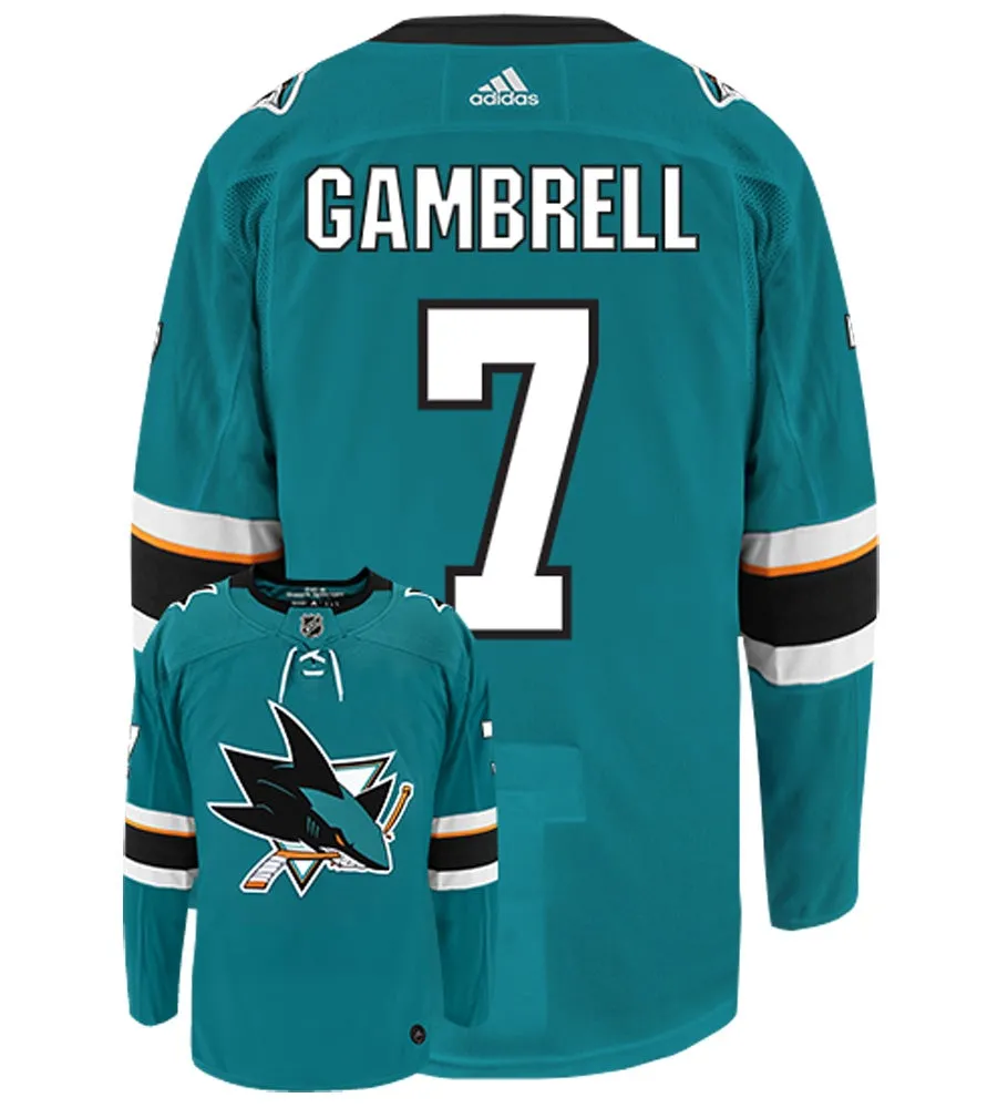 Dylan Gambrell San Jose Sharks Adidas Authentic Home NHL Hockey Jersey     