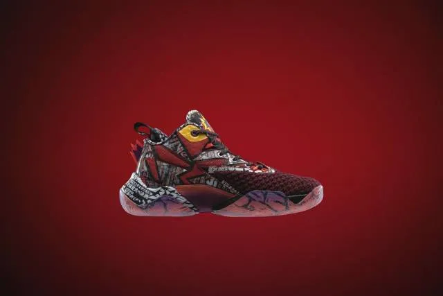 [e03541] mens peak taichi x godzilla collab fury red sunset basketball sneakers