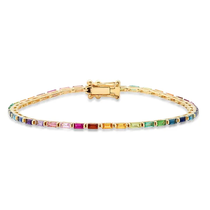     Eriness     Multi Colored Baguette Tennis Bracelet