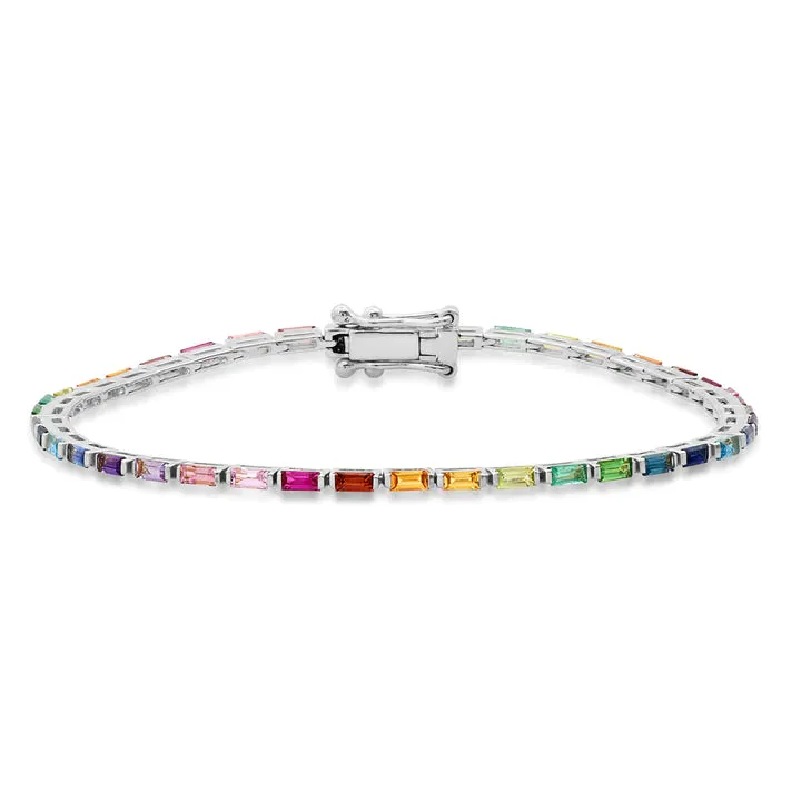     Eriness     Multi Colored Baguette Tennis Bracelet