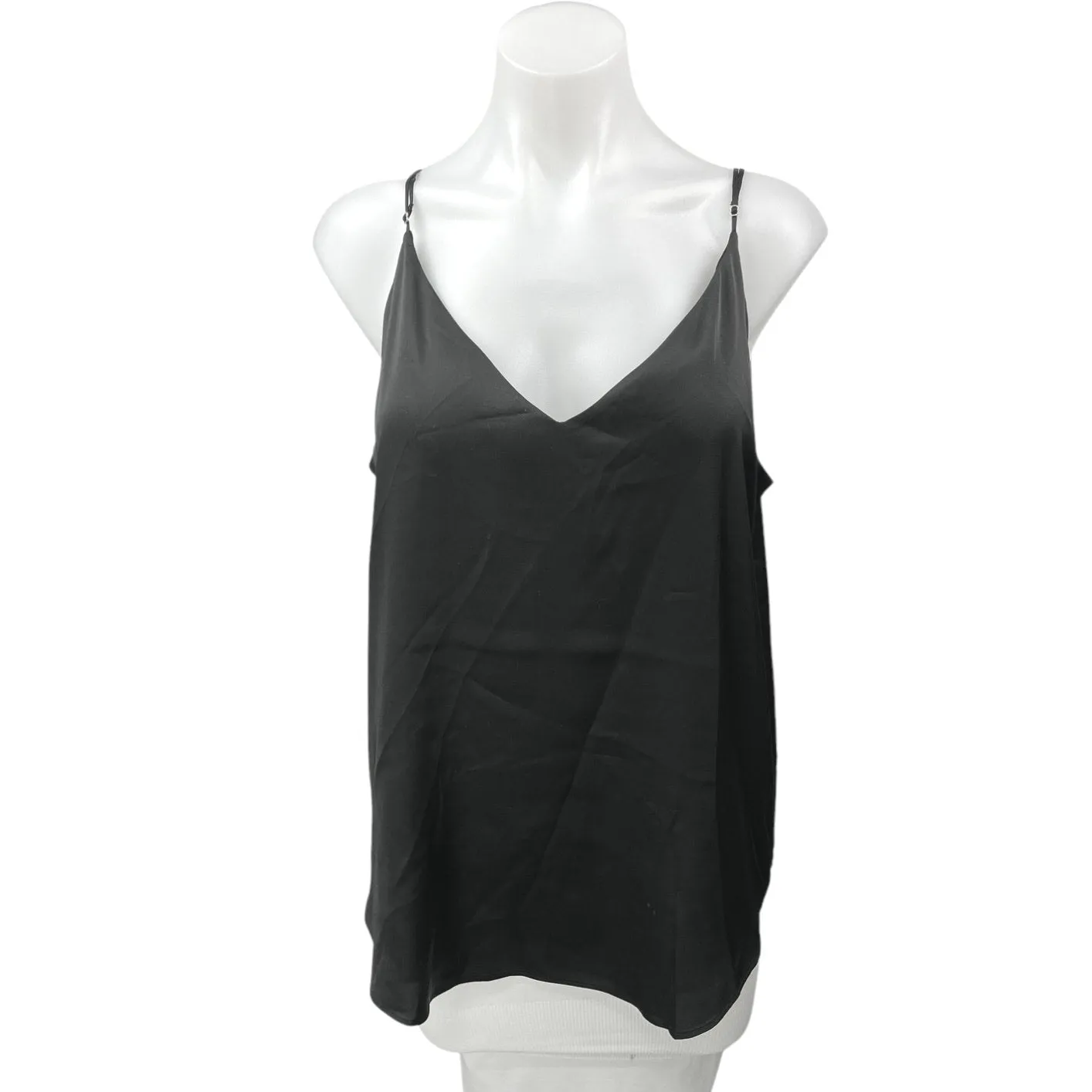 Express Black Silk Satin V Neck Lightweight Sleeveless Camisole Tank Top Size XL