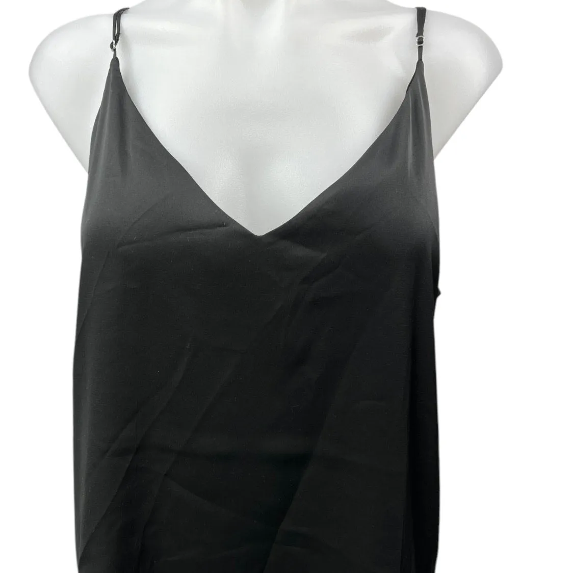 Express Black Silk Satin V Neck Lightweight Sleeveless Camisole Tank Top Size XL