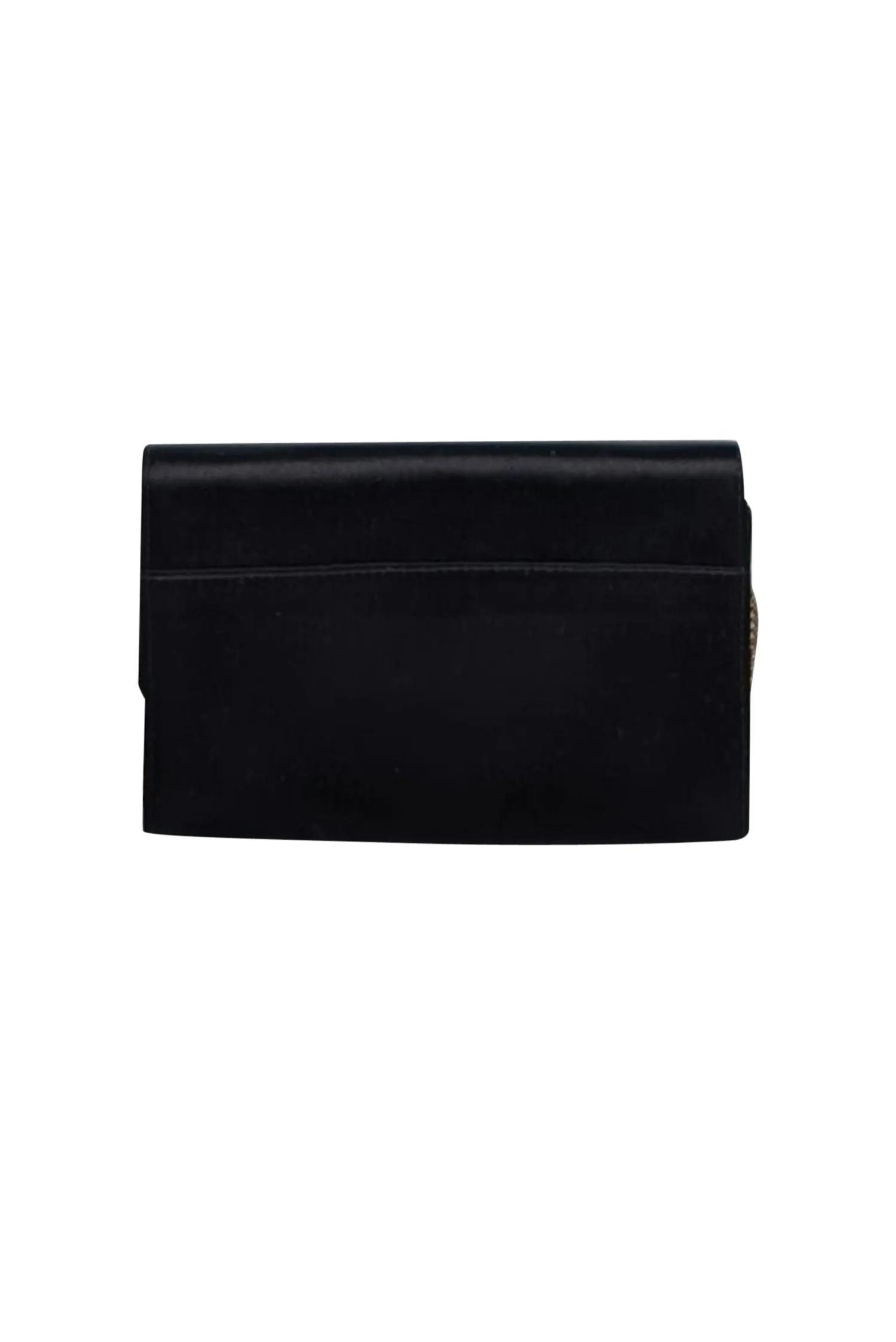 Ferragamo - Black Satin Bow Front Clutch w/ Thin Gold Chain Strap