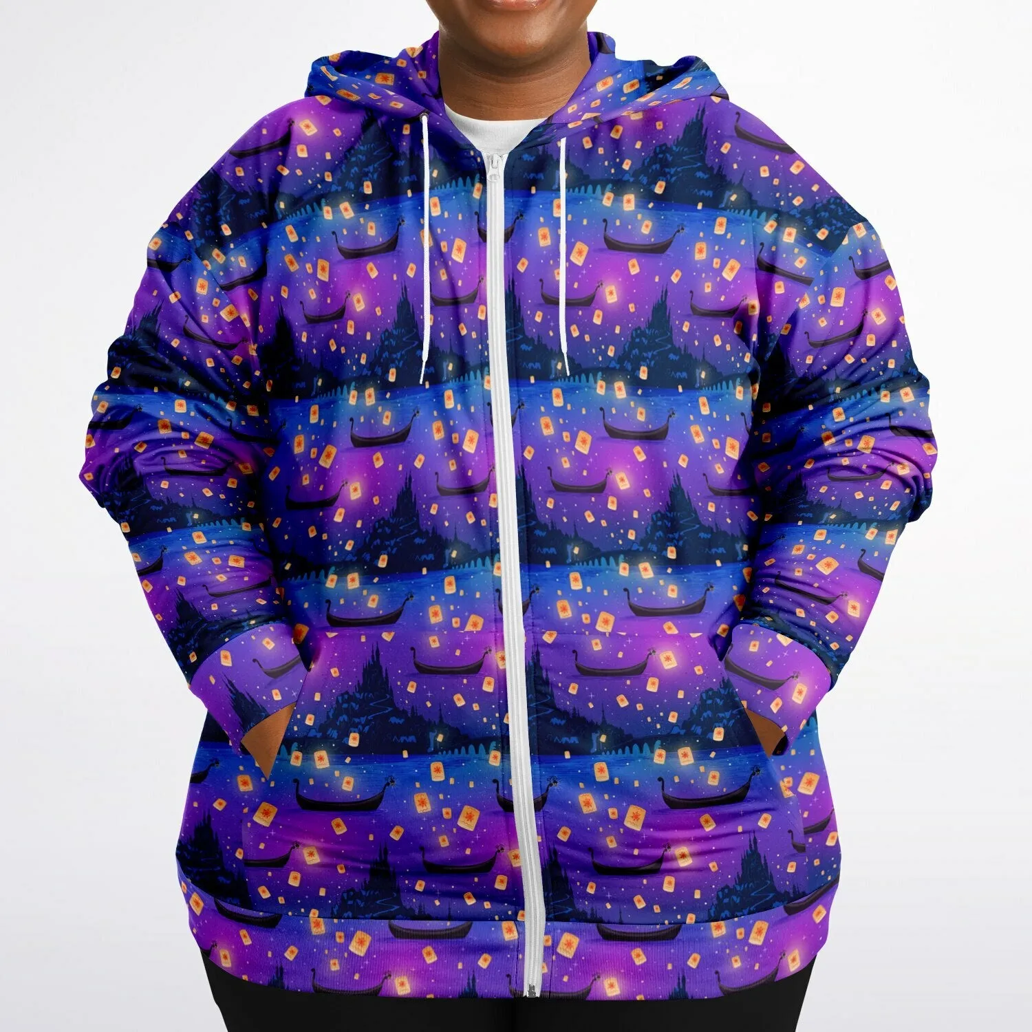 Floating Lanterns Plus-size Unisex Zip Hoodie