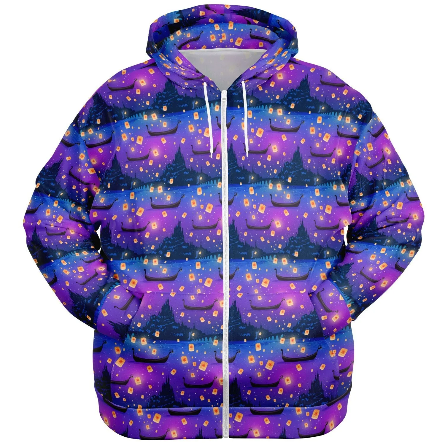 Floating Lanterns Plus-size Unisex Zip Hoodie