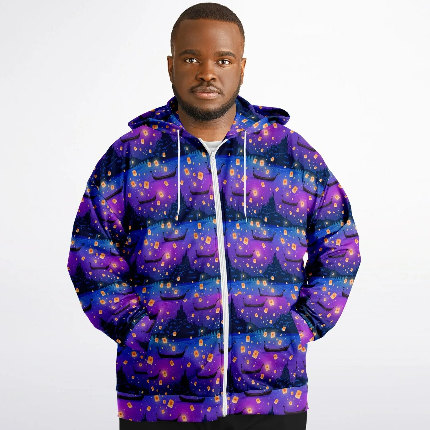 Floating Lanterns Plus-size Unisex Zip Hoodie