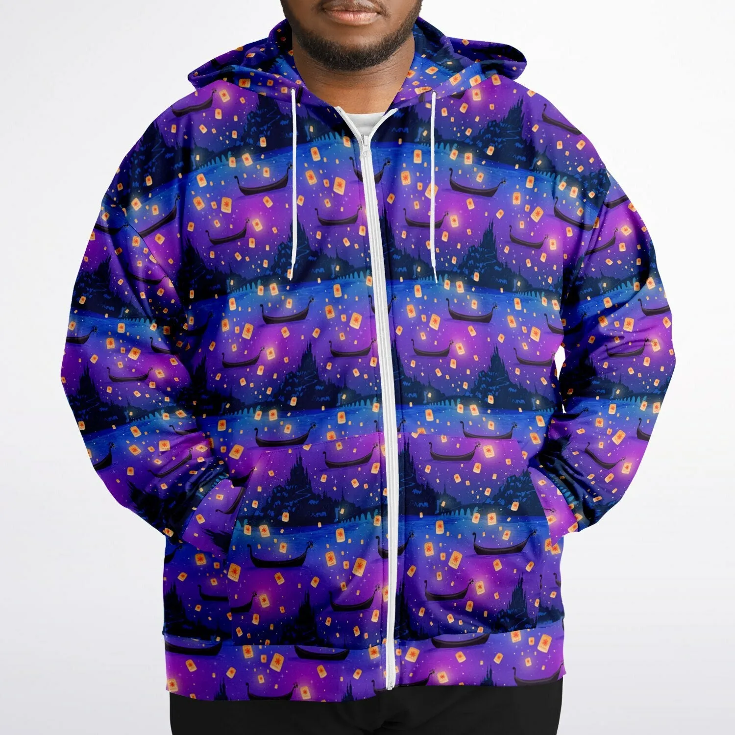 Floating Lanterns Plus-size Unisex Zip Hoodie