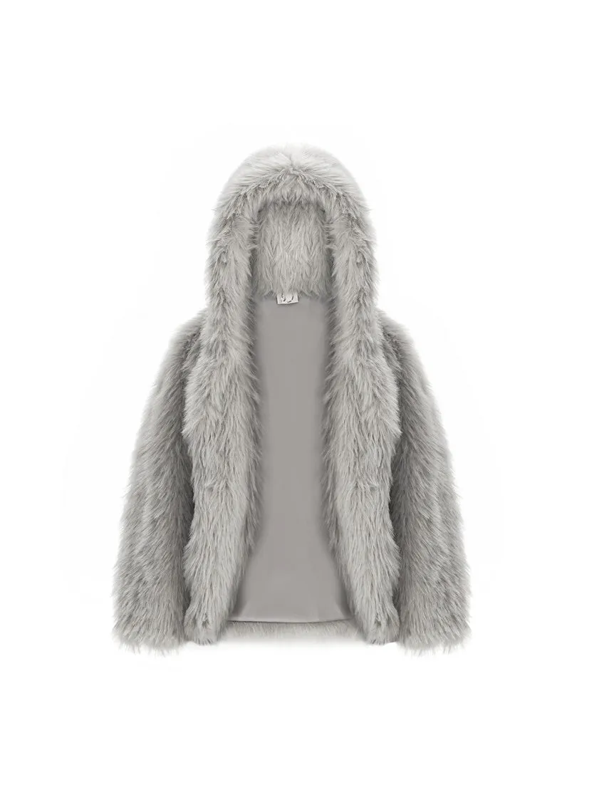 Fur Elegant Hoodie Volume Jacket