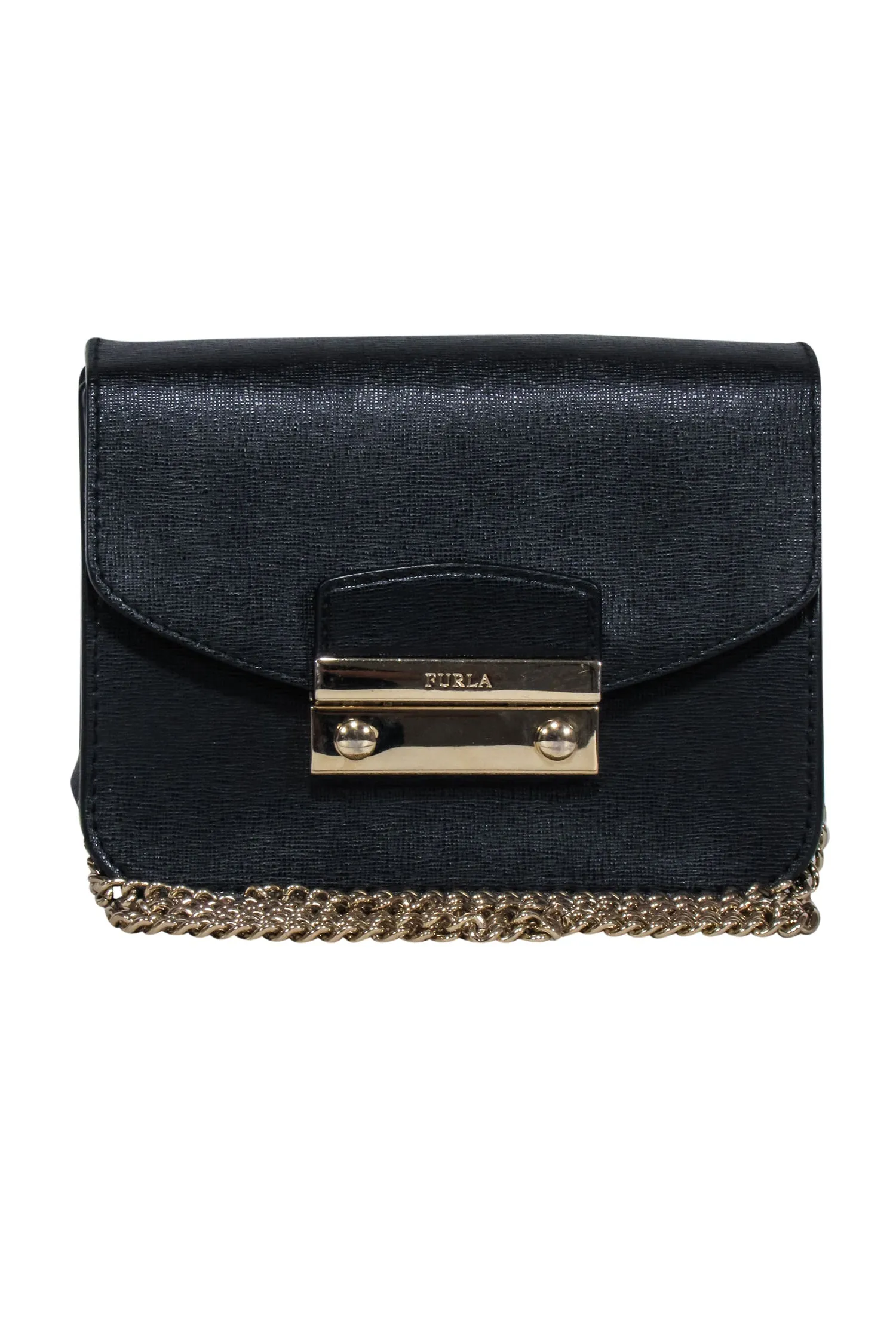 Furla - Black Mini Crossbody Bag w/ Chain Strap