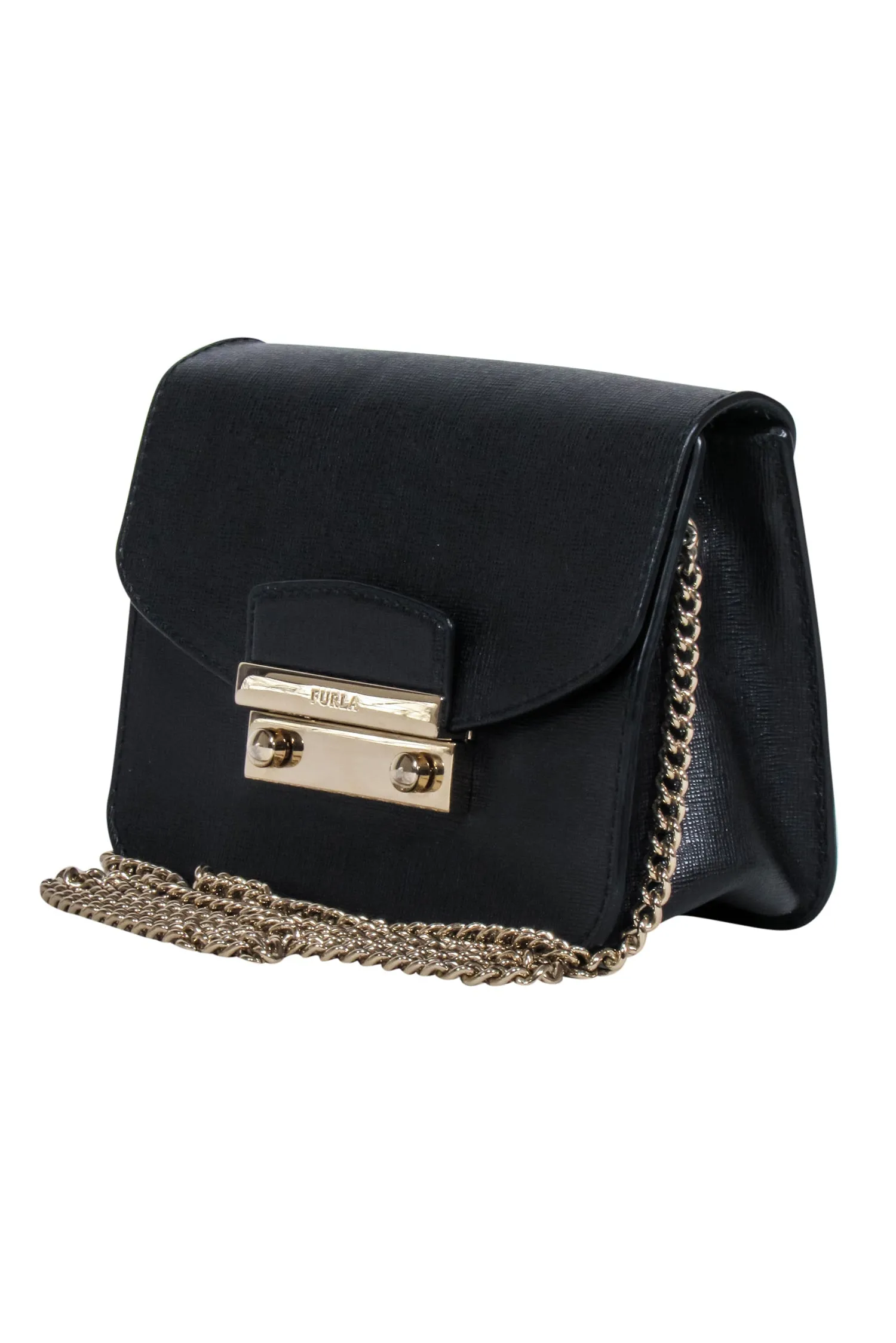 Furla - Black Mini Crossbody Bag w/ Chain Strap