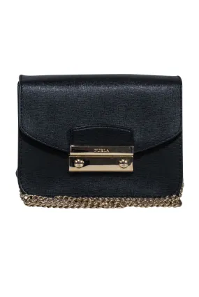 Furla - Black Mini Crossbody Bag w/ Chain Strap