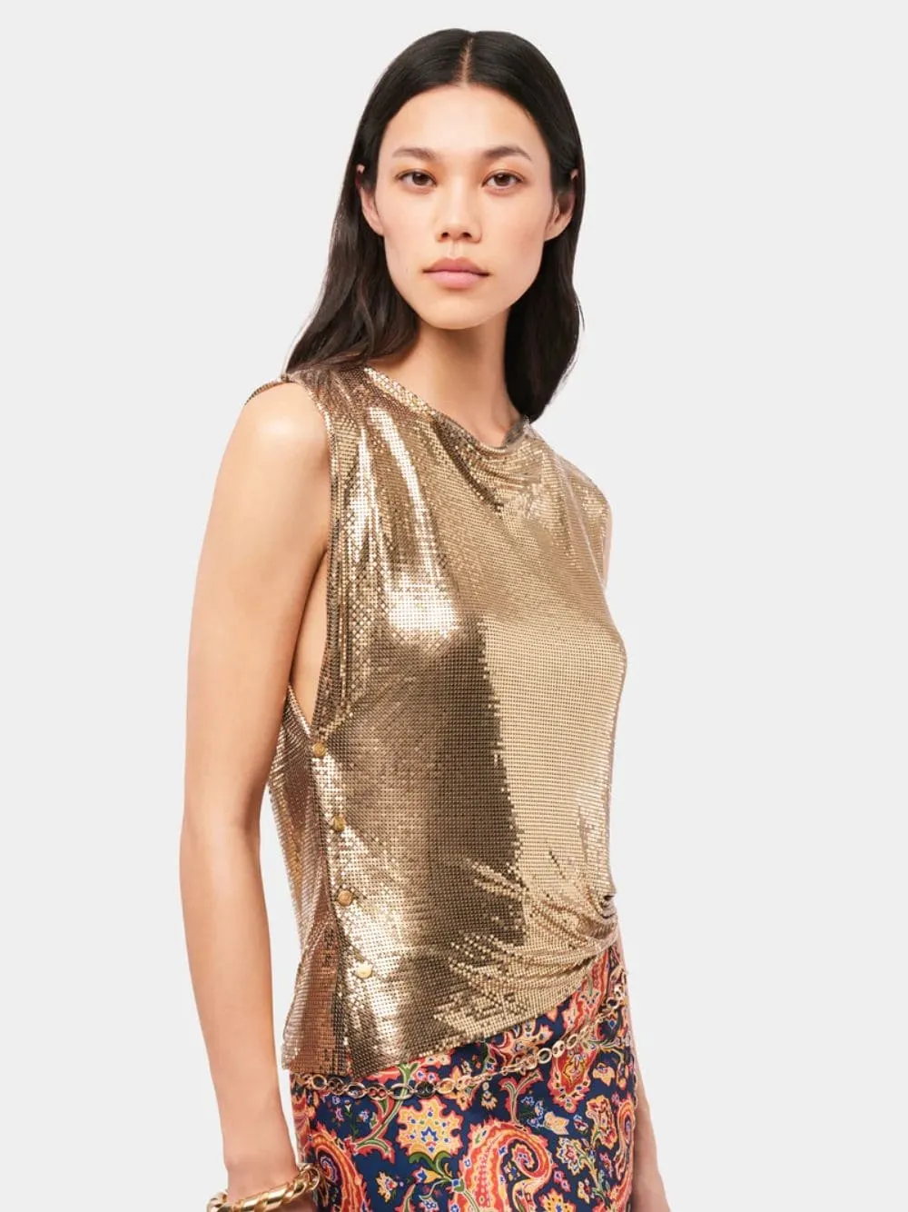 Gold Chainmail Sleeveless Top