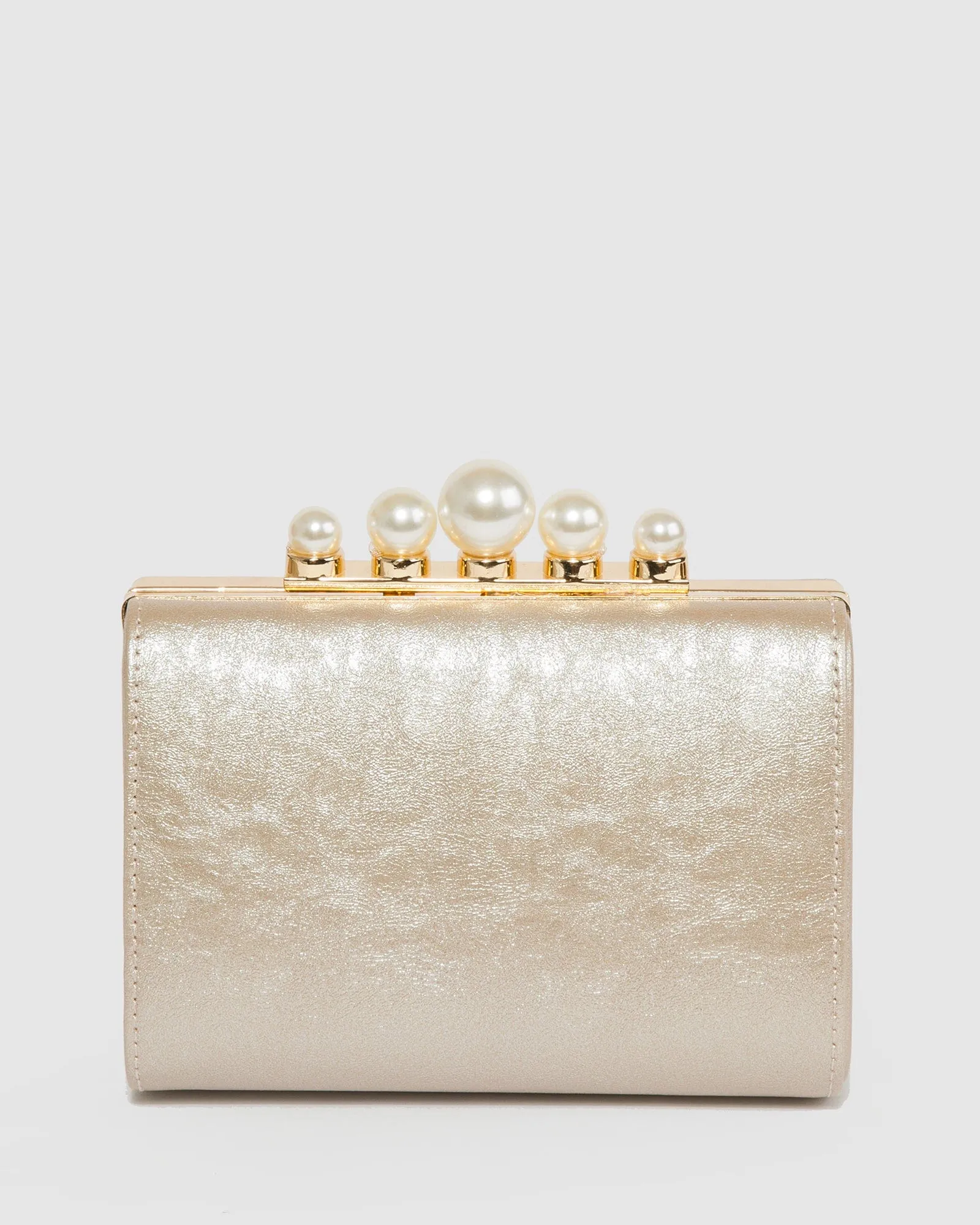 Gold Daphne Pearl Clutch Bag