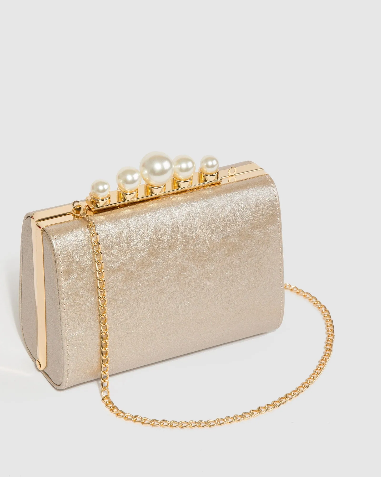 Gold Daphne Pearl Clutch Bag