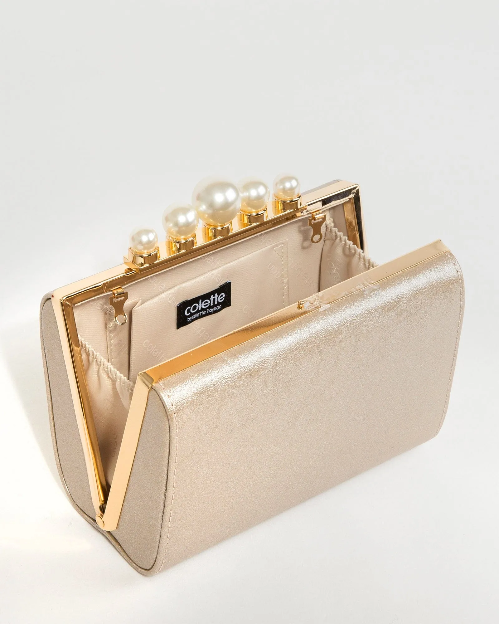 Gold Daphne Pearl Clutch Bag