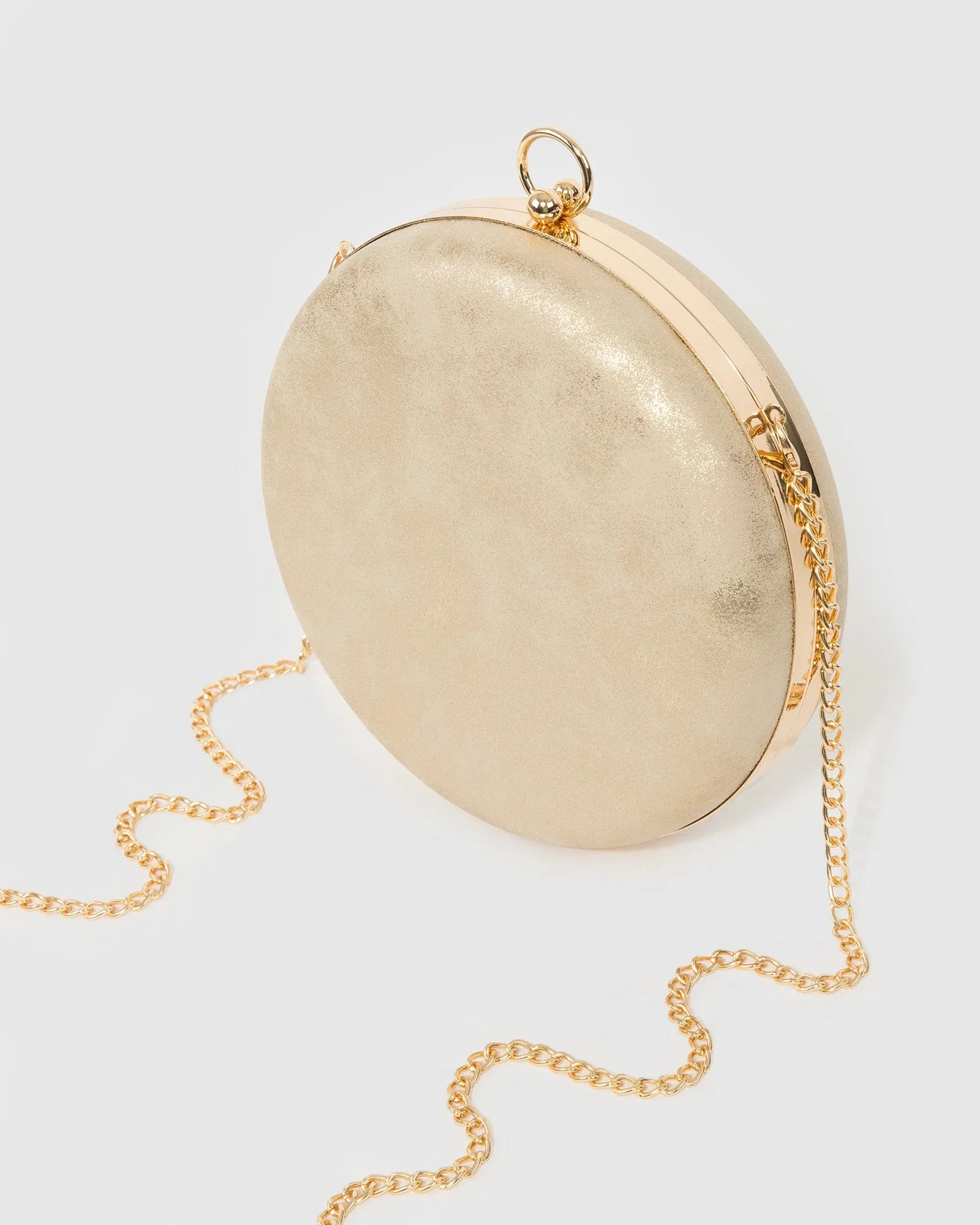 Gold Yuki Round Clutch Bag