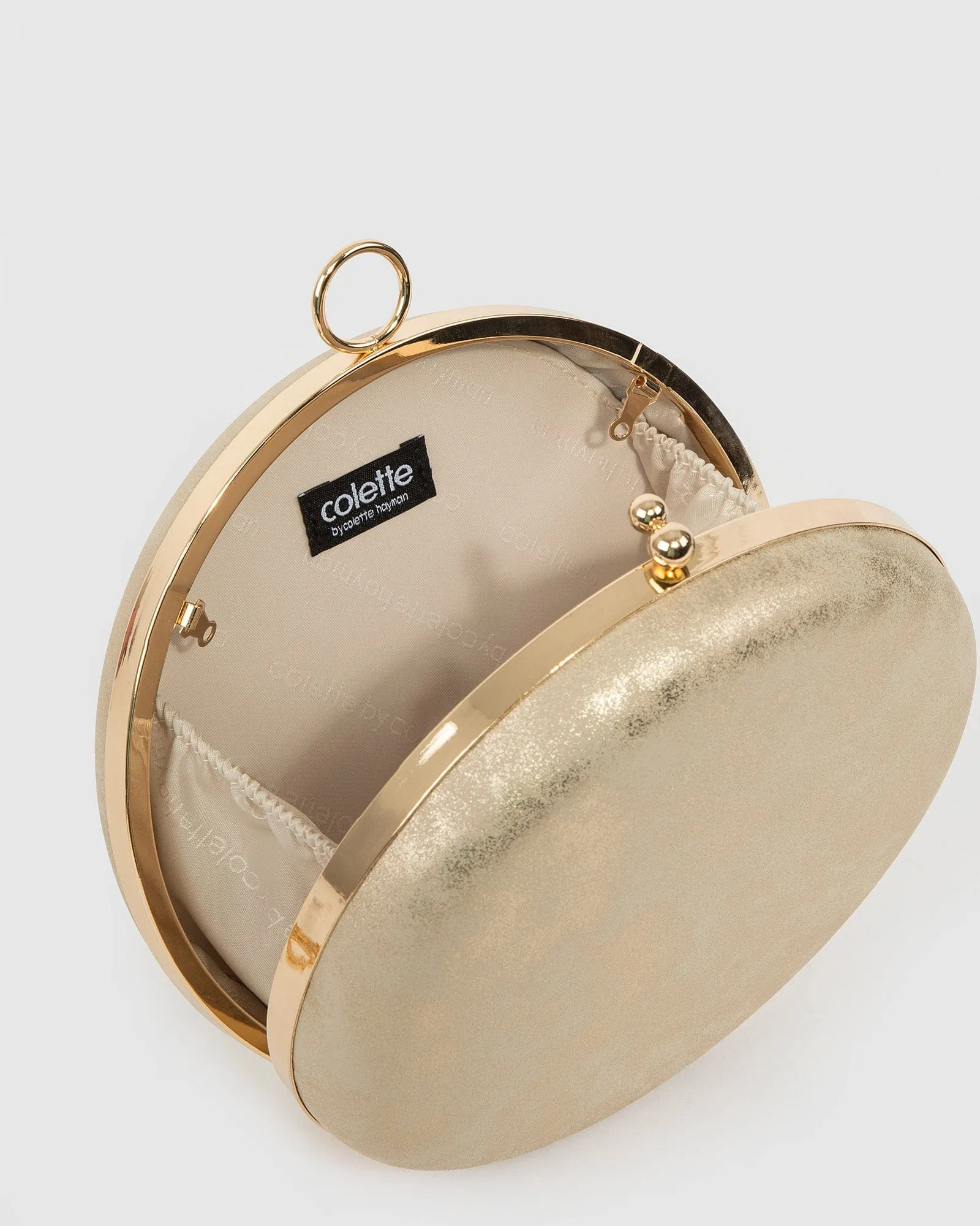 Gold Yuki Round Clutch Bag