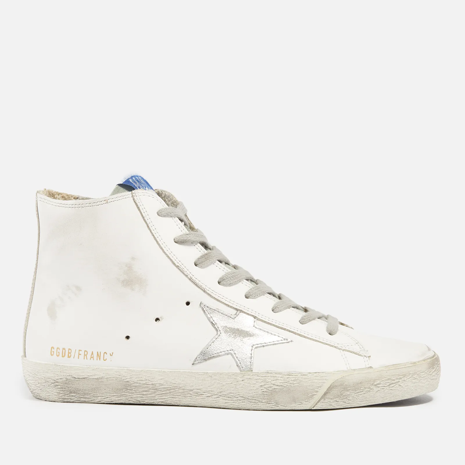 Golden Goose Francy Distressed Leather and Suede High-Top Trainers - UK 3 | Coggles