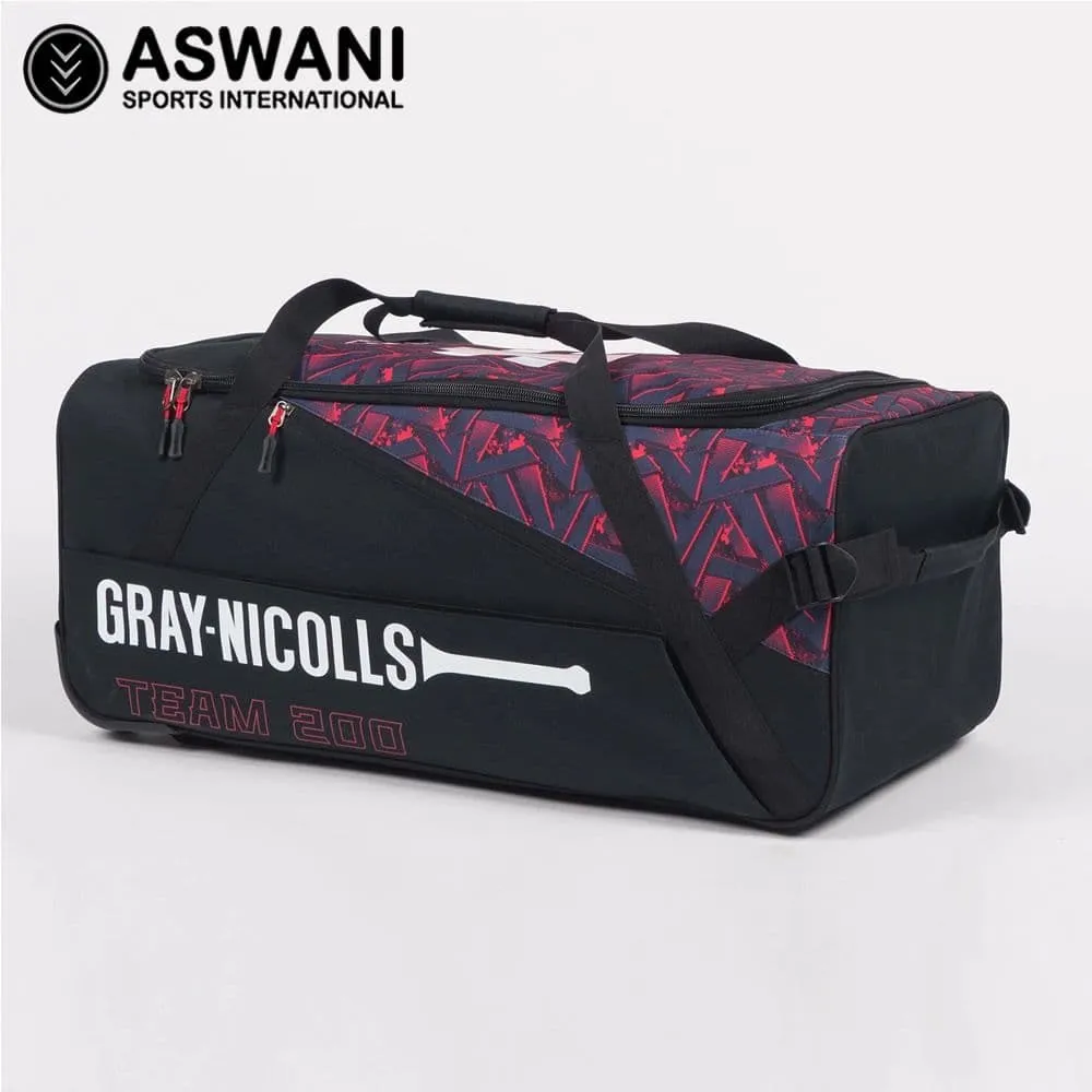 Gray Nicolls Team 200 Cricket Wheelie Kit Bag, Black/Red