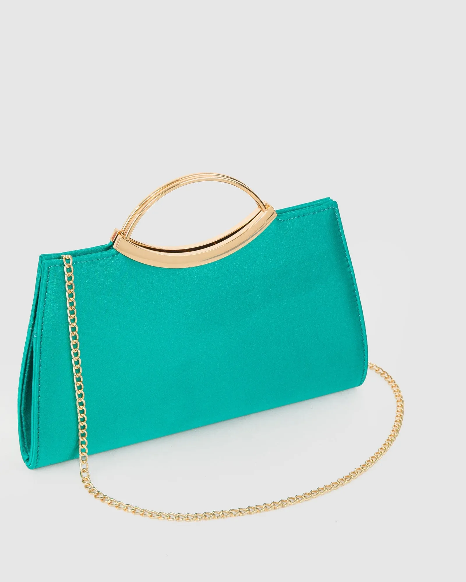 Green Jessie Handle Clutch Bag