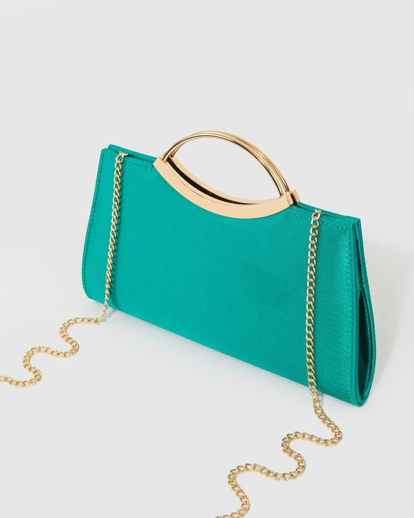 Green Jessie Handle Clutch Bag