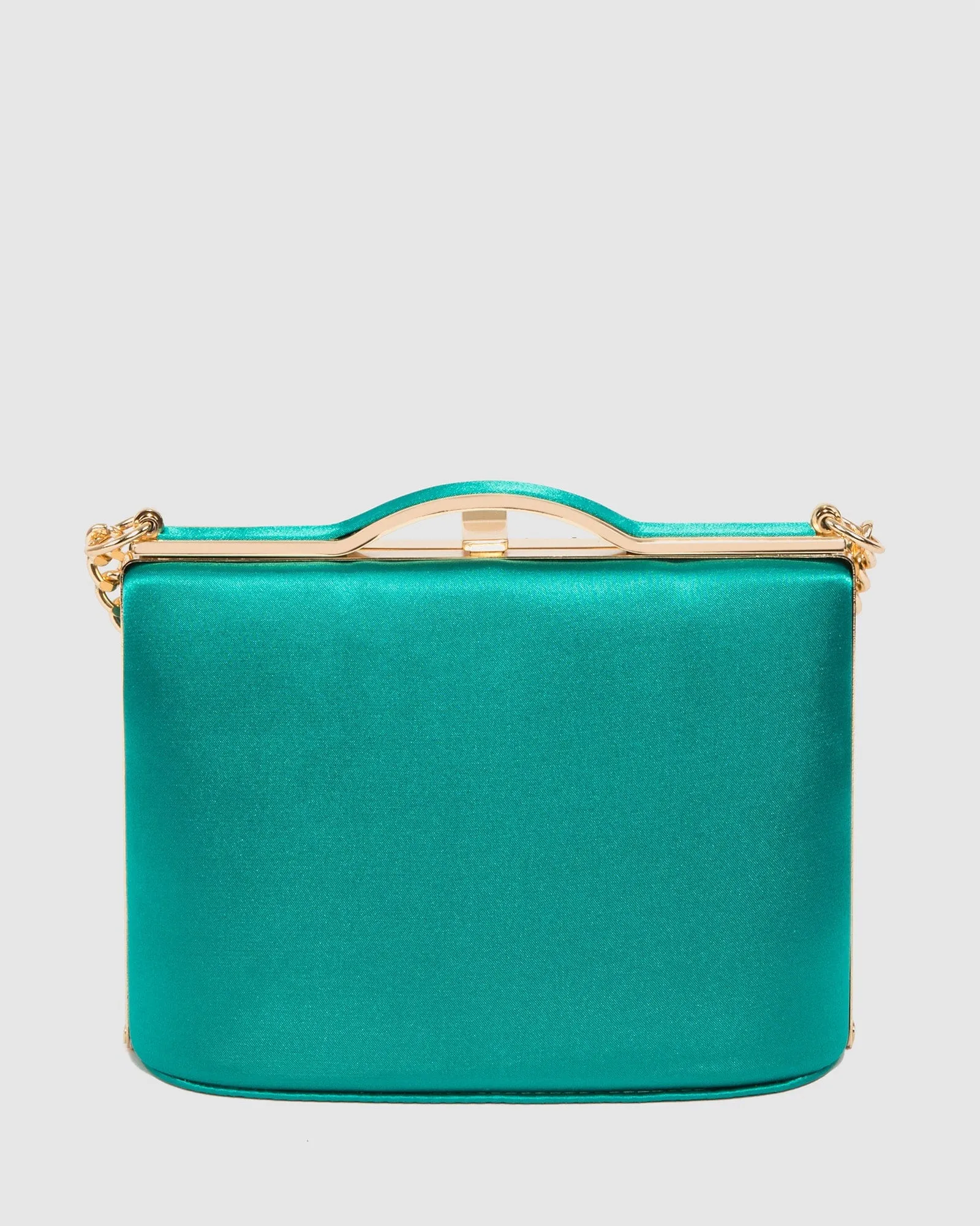 Green Tullia Crystal Chain Clutch Bag