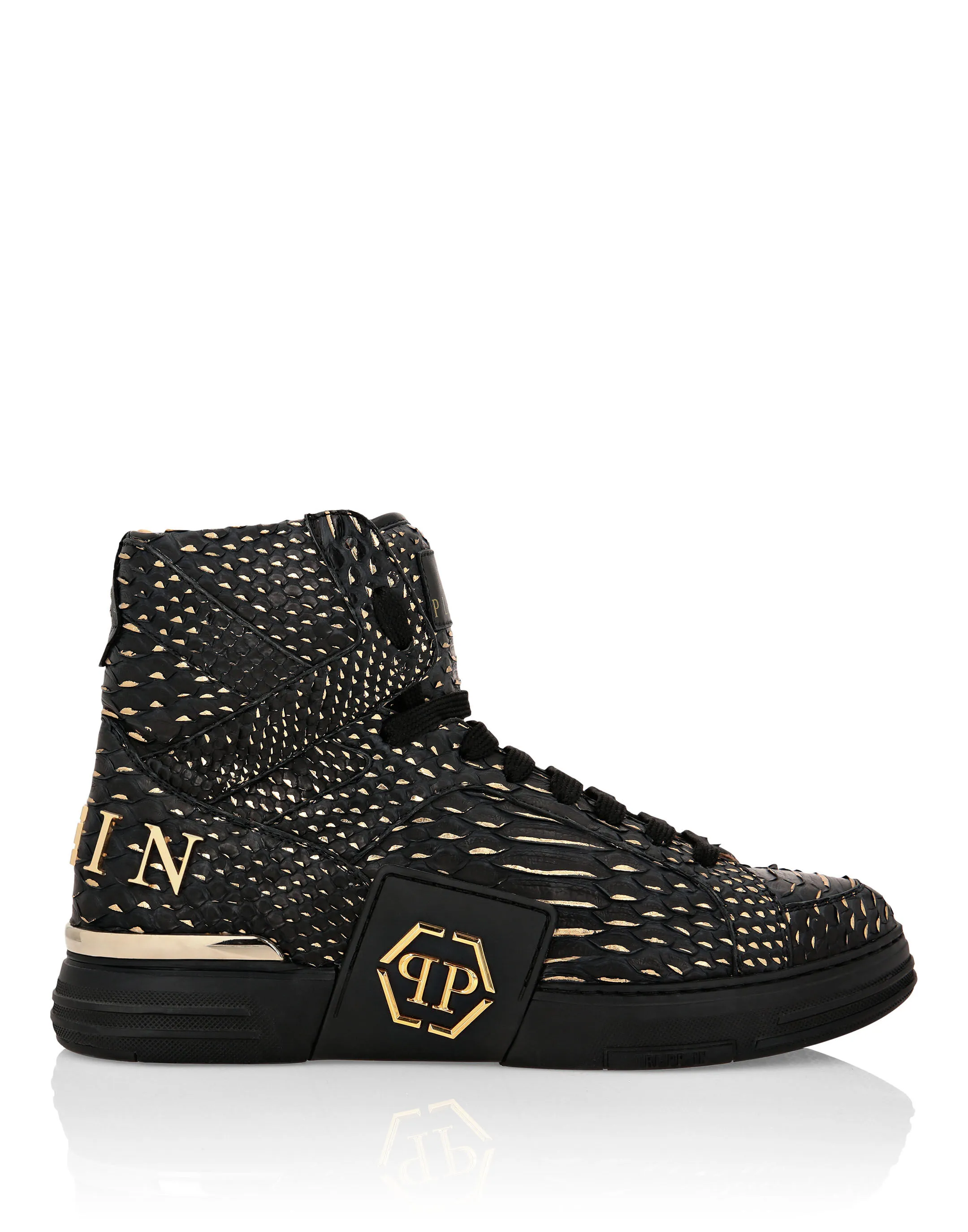 HI-TOP SNEAKERS MONEY KICK$ PYTHON Platinum HEXAGON