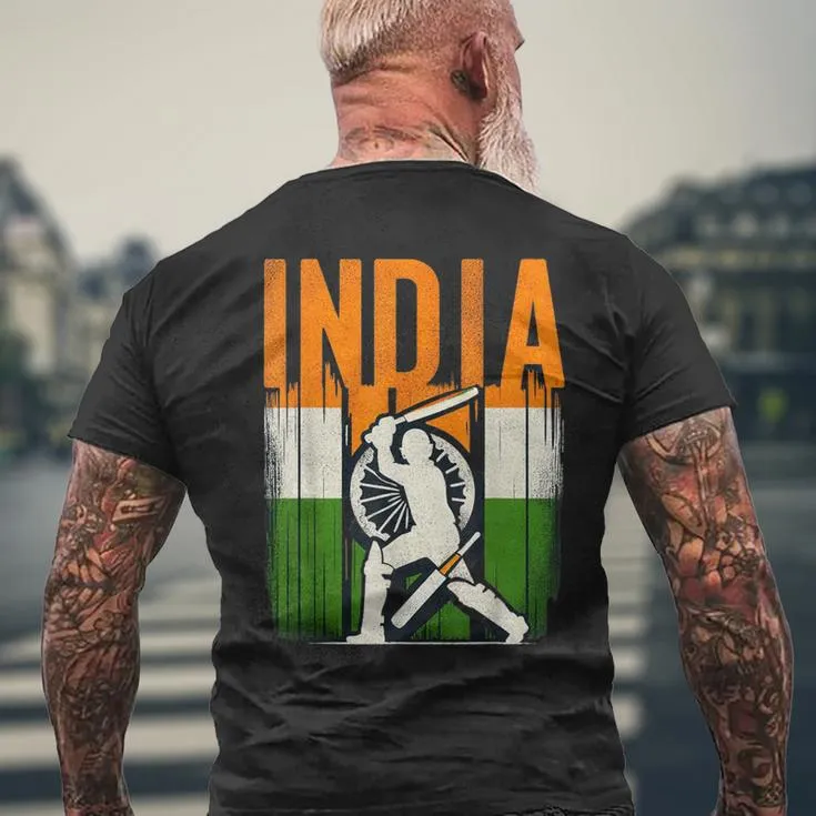 India Cricket Supporters Jersey Indian Cricket Fans Men's T-shirt Back Print