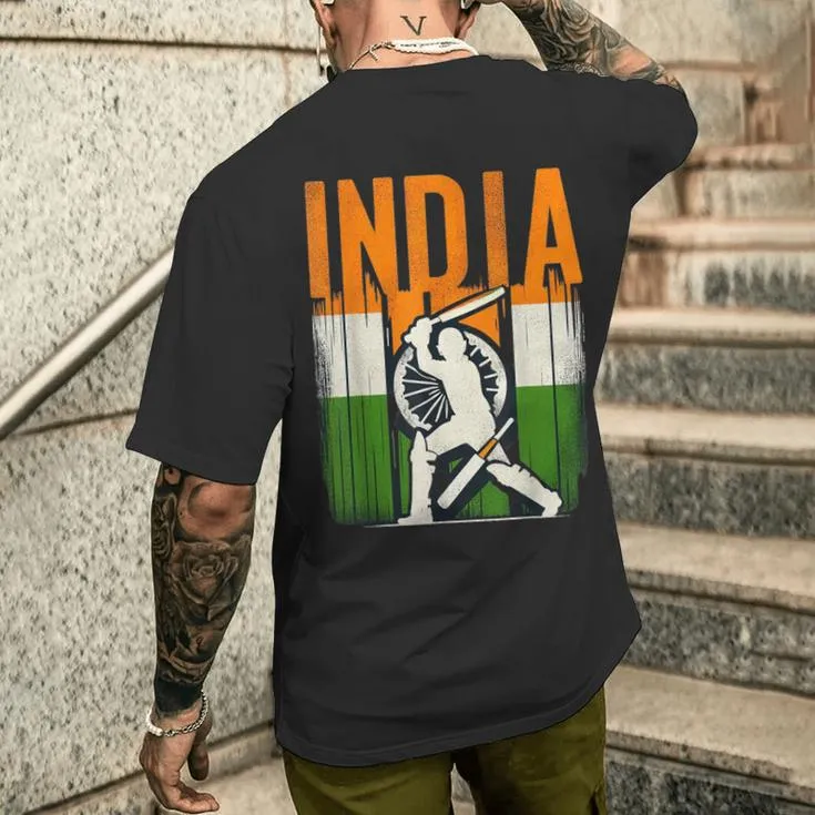 India Cricket Supporters Jersey Indian Cricket Fans Men's T-shirt Back Print